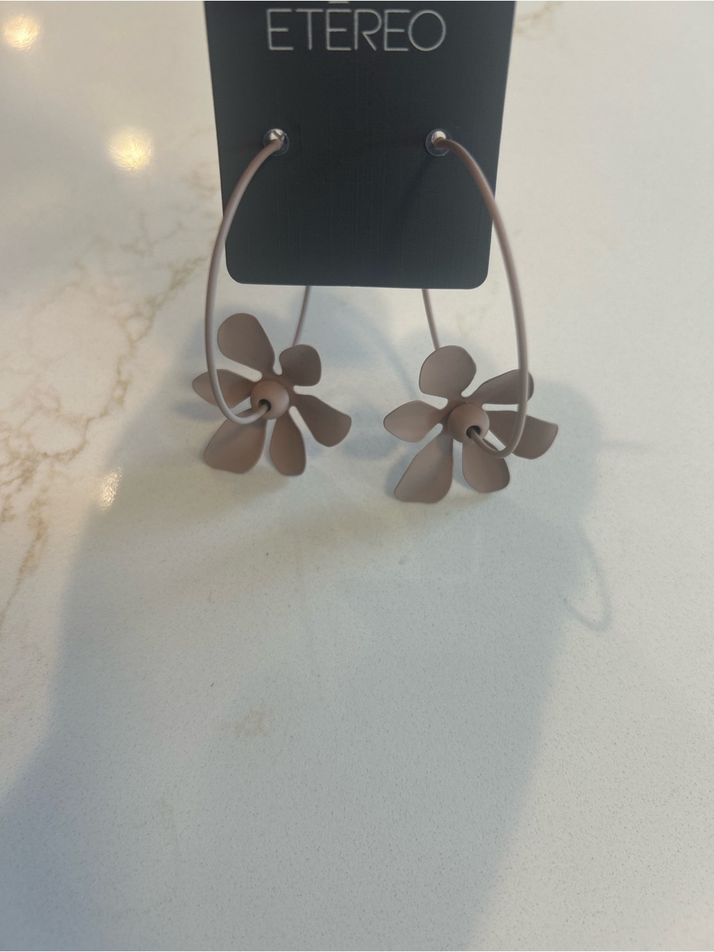 ETERO Taupe Floral Hoop Earrings